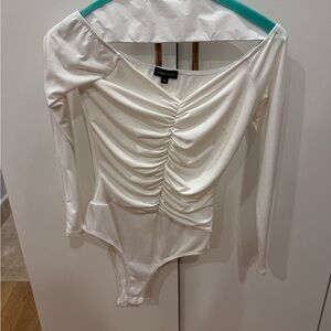 Honey bum white long sleeve bodysuit